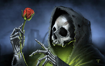 Dark Gothic Skull Skulls Reaper Grim Roses Rose Death Skeleton At Dark HD wallpaper