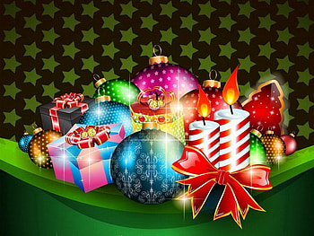 Colorful Christmas, colorful, nice, background, holiday, clipart, reflection, candles, new year, merry christmas, ribbon, gifts, balls, flame, beautiful, bells, happy new year, decoration, pretty, christmas, light, vector, lovely HD wallpaper