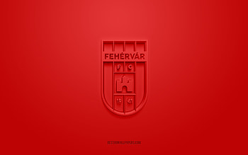 Fehervar FC, creative 3D logo, red background, NB I, 3d emblem, Hungarian football club, Hungary, 3d art, football, Fehervar FC 3d logo HD wallpaper