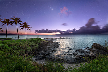 Night, sea, moon, nature, lake HD wallpaper