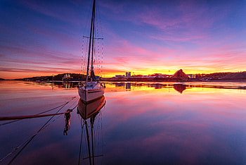 Twilight Sail — Sunset, landscape, sunset HD wallpaper