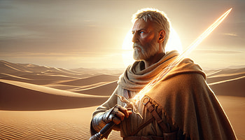 Desert Warrior with Light Sword, Sci Fi, desert, warrior, lightsaber, fantasy, fantasy warrior HD wallpaper