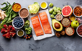 Food, fruit, fish, vegetables HD wallpaper