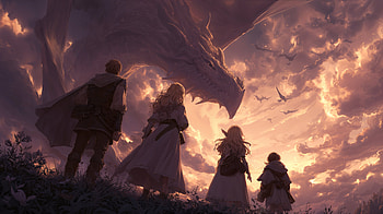 Emberwing Guardians — Fantasy Anime, Dragon, Adventurer HD wallpaper