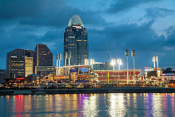 Cincinnati Skyline, Canvas print, Fairfield Inn, Travel USA HD wallpaper