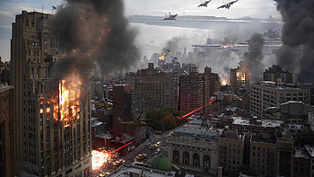 Battle of New York, Star Destroyer, Sci Fi, space invasion, BB-8 HD wallpaper