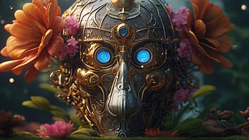 Dead Warrior, undead, forest, skull, flower, warrior HD wallpaper