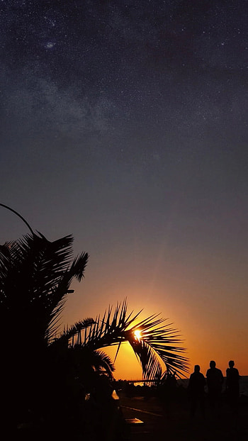 endless human novel, atmosphere, sky, beach, night, sunset, dark, sepowisd, stars HD phone wallpaper