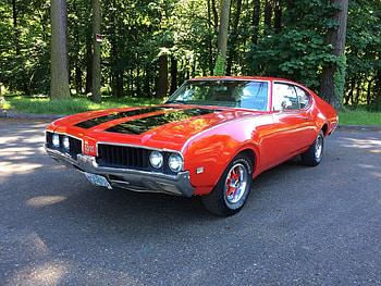 1969 Oldsmobile 442 350, 442, Car, Old-Timer, 350, Red, Oldsmobile, Muscle HD wallpaper
