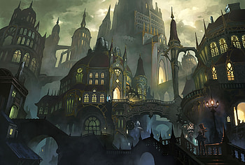 Building, Anime, Original, City HD wallpaper