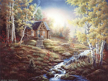 By Judy Gibson, river, painting, art, judy gibson, nature, tree HD wallpaper