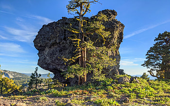 A big beautiful rock, Stanislaus Nat'l Park, california, stone, sky, usa, tree HD wallpaper