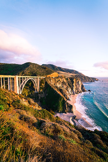 Coast, bridge, nature, aerial view HD phone wallpaper