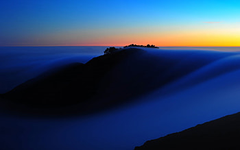 Foggy Dreamscape, graphy, dreamscape, beautiful, misty, haze, 3d, foggy, view, nature, sky, amazing, mountains, dream, sunset HD wallpaper