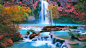 Havasupai Falls, falls, waterfall, nature, fall season HD wallpaper