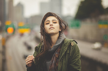 Brunette, woman, outdoor HD wallpaper