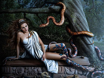 Snakes Girl, girl, beautiful, , snakes HD wallpaper