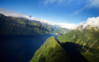 Fjord, mountains, river, valley, nature, New Zealand HD wallpaper