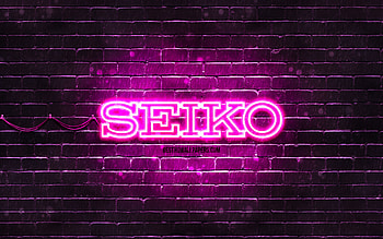 Seiko purple logo, , purple brickwall, Seiko logo, brands, Seiko neon logo, Seiko HD wallpaper