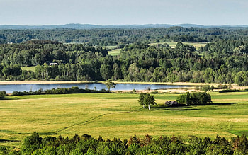 Latvian Landscape, fields, Latvia, forests, lake, aerial HD wallpaper