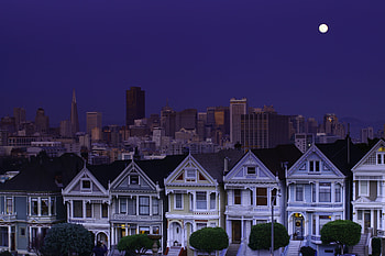 Cities, Sky, Night, Moon, Usa, United States, San Francisco HD wallpaper
