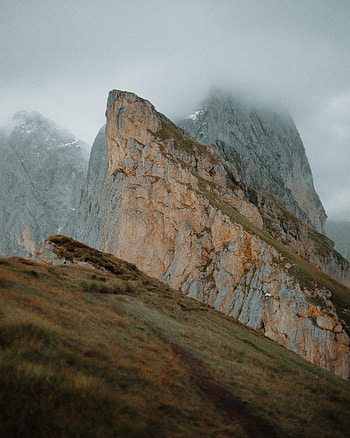 Nature, Mountains, Rock, Fog, Cliff, Slope HD phone wallpaper