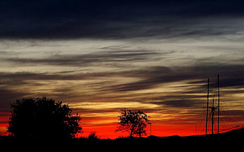 Nature, Sunset, Sky, Grey, Outlines, Evening HD wallpaper