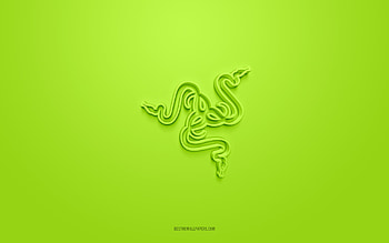 Razer 3d logo, green background, 3d art, Razer emblem, Razer logo, creative 3d art, Razer, green Razer logo HD wallpaper