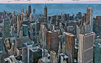 Chicago, Illinois, , vector art, Chicago drawing, creative art, Chicago art, vector drawing, abstract cityscapes, Chicago cityscape, USA HD wallpaper