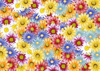 Pattern, colorful, blue, pink, yellow, red, flower, texture HD wallpaper
