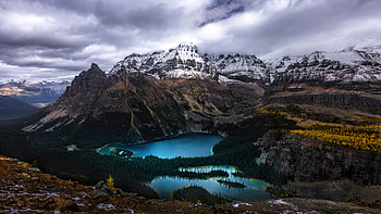 Canada Mountains Lake O Hara Clouds, mountains, lake, nature HD wallpaper