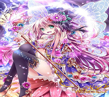 Pink Butterfly, wings, cg, butterfly, fantasy, game, girl, long hair HD wallpaper