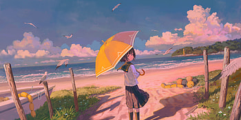 Sunny Beach Anime Girl, Anime, girl, anime girl HD wallpaper