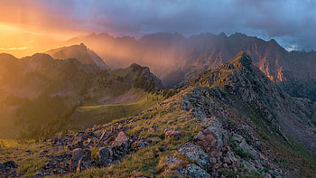 Gore Range, Colorado, peaks, clouds, colors, sky, rocks, usa HD wallpaper