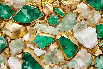 gems of the earth, gems, gold, jewelry, quartz, emerald HD wallpaper