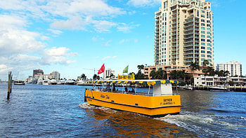 Water taxis, Fort Lauderdale, Art rum scenery, South Florida HD wallpaper