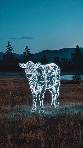 Glowing Calf: A Charming for Nature Lovers, glow, night, landscape HD phone wallpaper