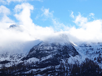 Nature, Sky, Mountains, Snow, Vertex, Top, Peak, Fog HD wallpaper