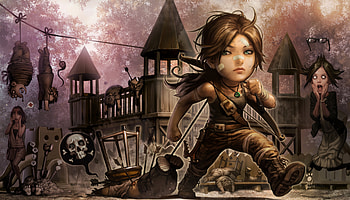 Little Lara Croft, tomb-raider, lara-croft, artwork, artist, digital-art, deviantart HD wallpaper