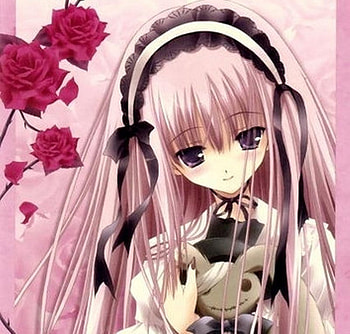 Anime Bride, rose, pink, anime, pretty, girl HD wallpaper