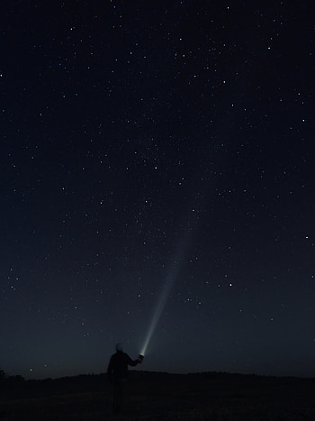 Night, Dark, Starry Sky, Darkness, Human, Person, Flashlight HD phone wallpaper