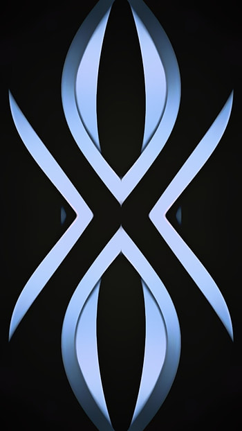 amoled neon blue black, digital, 3d, symbol, art, curves, shapes, design, pattern, abstract, lines HD phone wallpaper