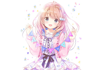 Thank you, blonde, anime girl, cute HD wallpaper