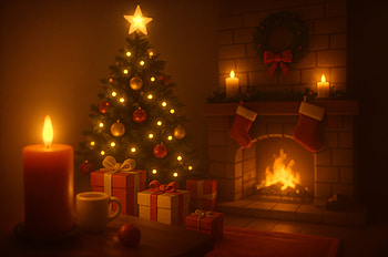Christmas Aesthetic, Christmas Tree, Fireplace, Candle, Gift HD wallpaper