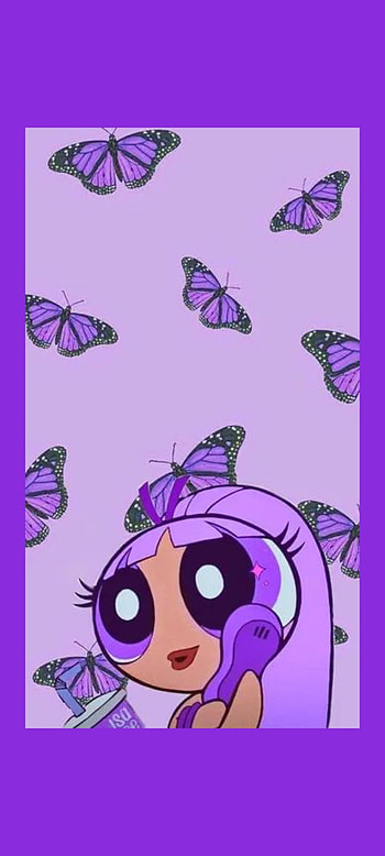 Chica super poderosa, mariposas, purpura HD phone wallpaper