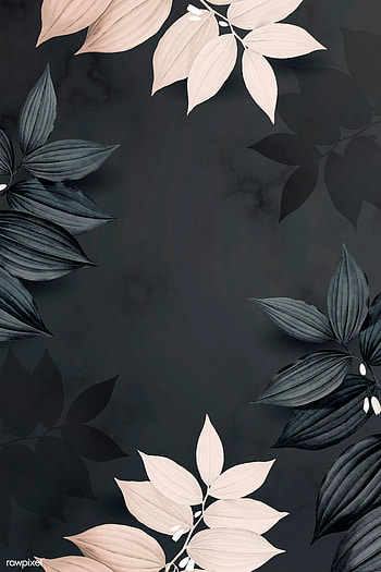 premium vector of Foliage pattern black background vector 936156. Flower background , Black background , background, Dark Leaves Aesthetic HD phone wallpaper