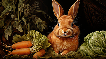 Charming Rabbit with Carrots, carrot, Animal, rabbit HD wallpaper