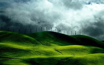 Wind farm's grace, Green hills vista, Nature's wonder, Breathtaking HD wallpaper