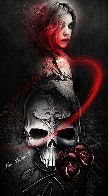 Captivating, red, art, skull HD phone wallpaper