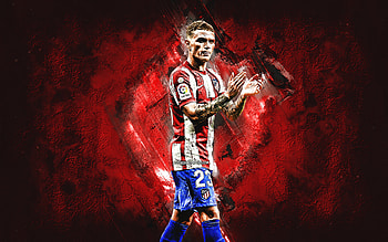 Kieran Trippier, Atletico Madrid, English footballer, portrait, red stone background, La Liga, soccer, Spain HD wallpaper